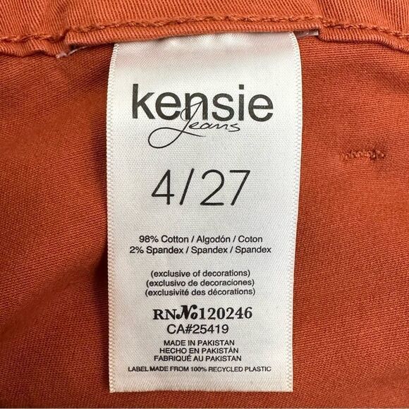 NWT Kensie Jeans Orange High Rise Tie Belt Straight Leg, Sz 4/27 - Picture 10 of 12